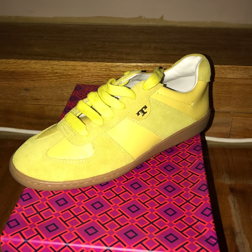 Yellow suede Tory Burch sneakers
